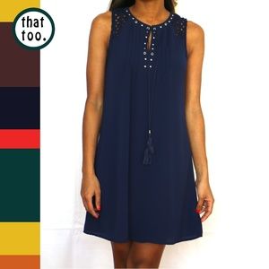 Navy sleeveless swing dress